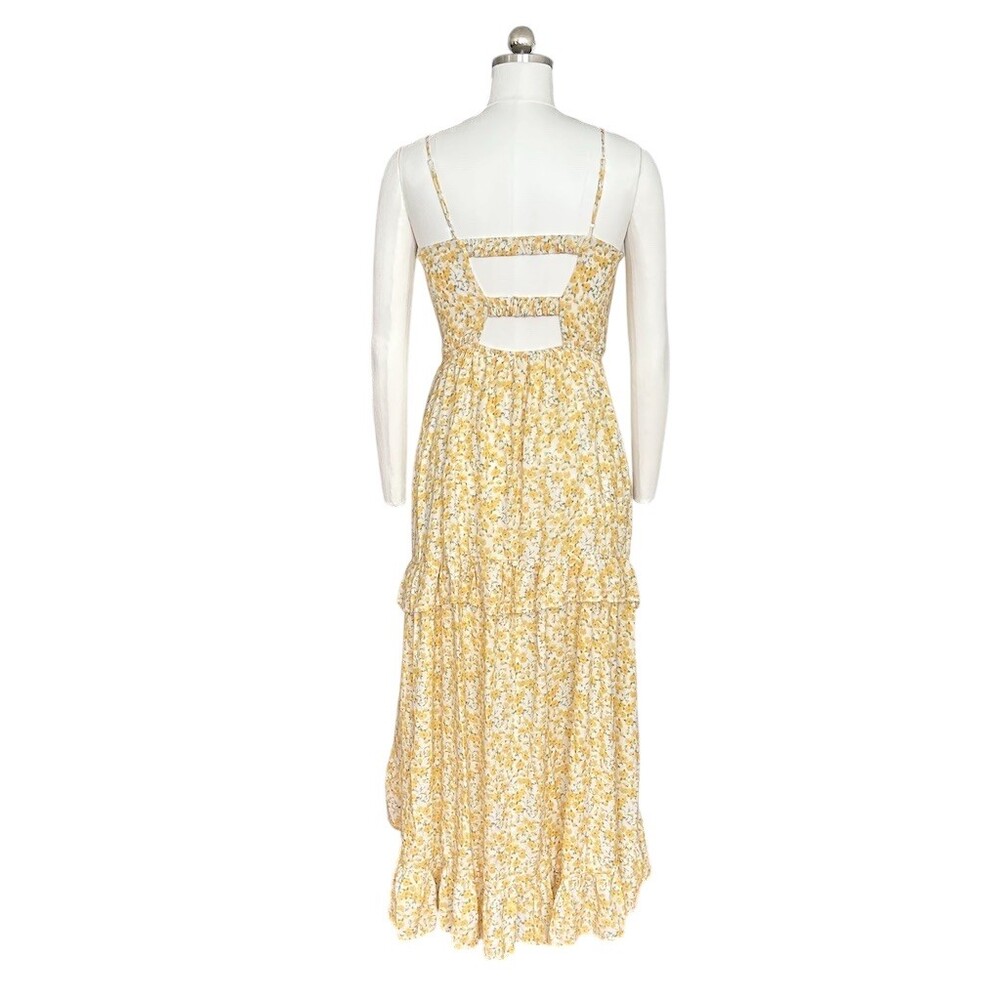 Trixxi Dress Womens XS Ivory Floral Tiered Midi Sundress Square Neck - Picture 9 of 10